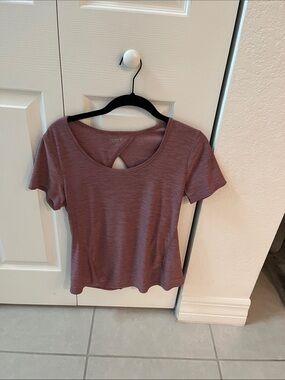 Old Navy Mauve Heather Short-Sleeve Keyhole Tee